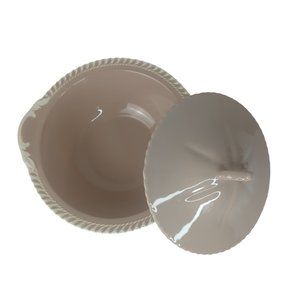 VTG Harkerware Chesterton Pink Cocoa 2 Pc Covered Vegetable Serving Bowl Lid Set